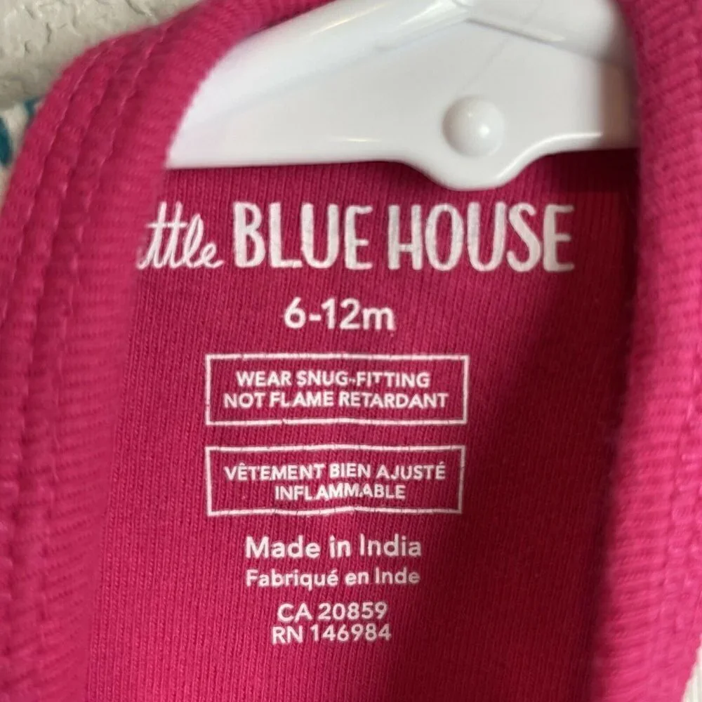 Hatley Little Blue House MOOSE Pajamas 6-12 Months Baby Girl Pink Pjs Alaska